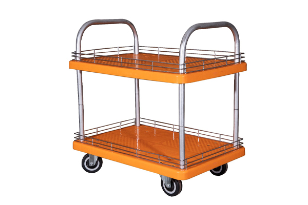 Two Layer With Border Plastic Platform Trolley